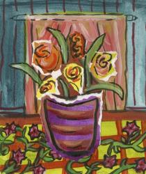 Flowers in Purple Pot | Obraz na stenu