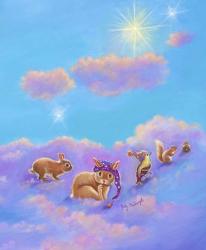 Girl and Animals in Clouds II | Obraz na stenu