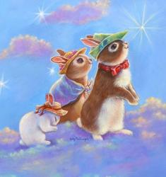 Mice, Squirrel and Bunny family in Clouds II | Obraz na stenu