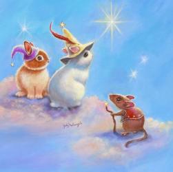 Two Lop Eared Bunnies Mouse and Two Bunnies in Clouds II | Obraz na stenu