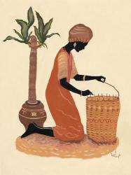 Kneeling Right Weaving Basket - Orange Dress | Obraz na stenu