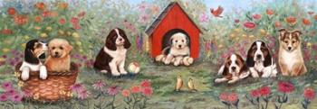 Puppies And Doghouse Border | Obraz na stenu