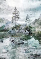 Lake Mountain and Pine Tree landscape | Obraz na stenu