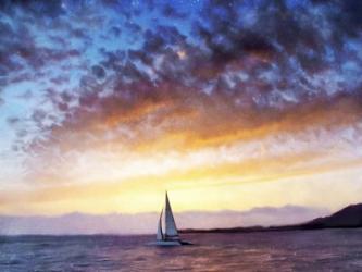 Solitary Sailboat Sunset | Obraz na stenu