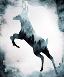 Moody Blue Deer Silhouette | Obraz na stenu