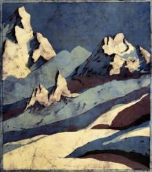 Snowy Mountains in Moon Light Batik | Obraz na stenu