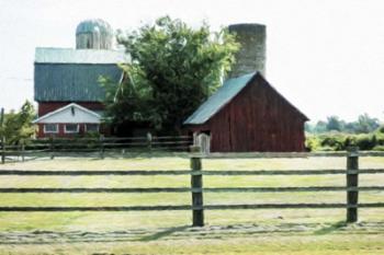 Red Barn Behind The Corral | Obraz na stenu