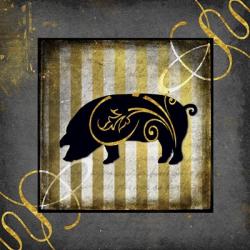 Gold Welcome To Our Bistro Pig | Obraz na stenu