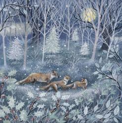 Foxes in a Snowy Woodland | Obraz na stenu