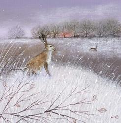 Frosty Landscape and Hare | Obraz na stenu