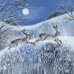 Moon, Snow and Hares | Obraz na stenu