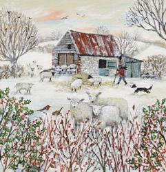 Sheep in a snowy Field | Obraz na stenu