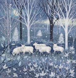 Sheep in Snowy Woodland | Obraz na stenu