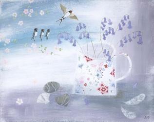 Swallows and Bluebells | Obraz na stenu