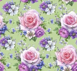 Pattern With Roses And Hellebore | Obraz na stenu