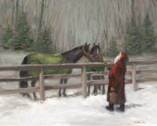 Santa with Horses | Obraz na stenu