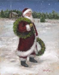 Santa with Two Wreaths | Obraz na stenu