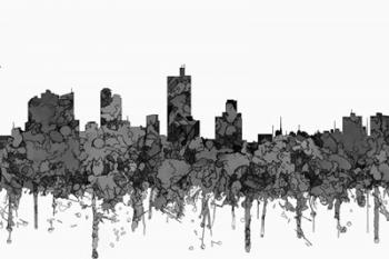 Fort Worth Texas  Skyline - Cartoon B&W | Obraz na stenu