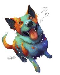 Pets- Teal and Orange Dog | Obraz na stenu