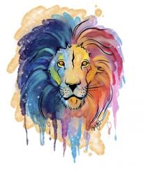 Watercolor Safari- Rainbow Lion | Obraz na stenu