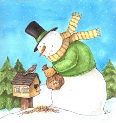 Snowman Green Bird | Obraz na stenu