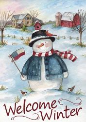 Snowman Farm Scene Welcome Winter | Obraz na stenu