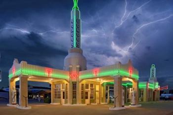 Rt 66 Shamrock Texas Conoco Lightning | Obraz na stenu