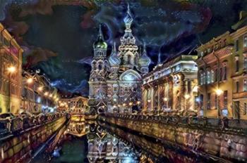 Saint Petersburg Russia Church of the Savior on Spilled Blood at night | Obraz na stenu