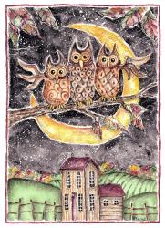 Three Owl Halloween | Obraz na stenu