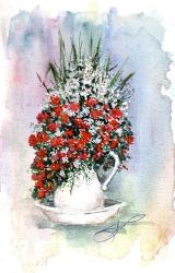 Red-White Flowers Sketch | Obraz na stenu