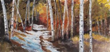 Aspen in Snow Path | Obraz na stenu