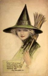 Halloween Beautiful Green Witch | Obraz na stenu