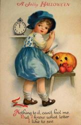 Halloween Blue Girl Clock | Obraz na stenu