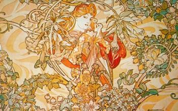 Mucha Woman With Daisy Archival Vers | Obraz na stenu