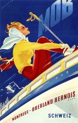 1940s Swiss Rail Ski Travel poster | Obraz na stenu