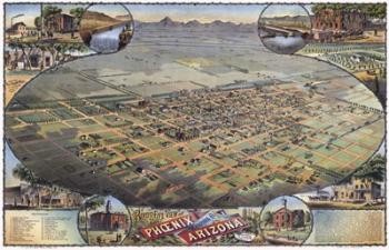 Illustrated Map Of Phoenix With Legend 1885 | Obraz na stenu