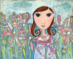 Just One Flower Big Eyed Girl | Obraz na stenu