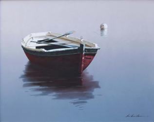 Lonely Boat in Red | Obraz na stenu