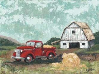 Red Truck at the Barn | Obraz na stenu