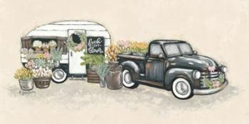 Vintage Flower Truck and Trailer | Obraz na stenu