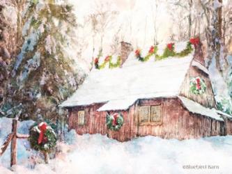 Snowy Christmas Cabin | Obraz na stenu