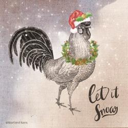 Vintage Christmas Be Merry Rooster | Obraz na stenu