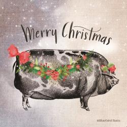 Vintage Christmas Be Merry Pig | Obraz na stenu