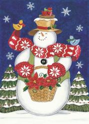 Snowman with Poinsettias | Obraz na stenu