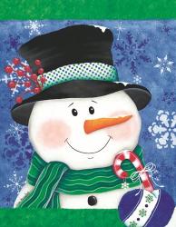 Snowman with a Candy Cane | Obraz na stenu