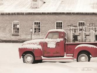 Old Sled Works Red Truck | Obraz na stenu