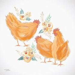 Trio of Floral Roosters | Obraz na stenu