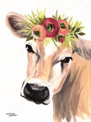 Jersey Cow with Floral Crown | Obraz na stenu