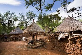 Konso village, Rift Valley, family compound, Ethiopia, Africa | Obraz na stenu