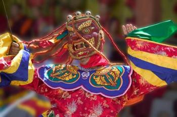 Mask Dance Celebrating Tshechu Festival at Wangdue Phodrang Dzong, Wangdi, Bhutan | Obraz na stenu